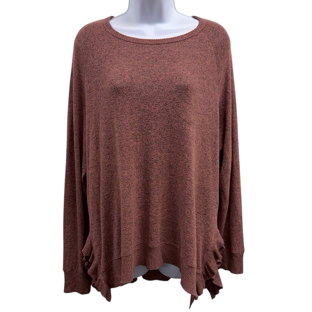 Anthropologieâ Postmark Women's Large Red Sweater Heathered Knit Ruffle